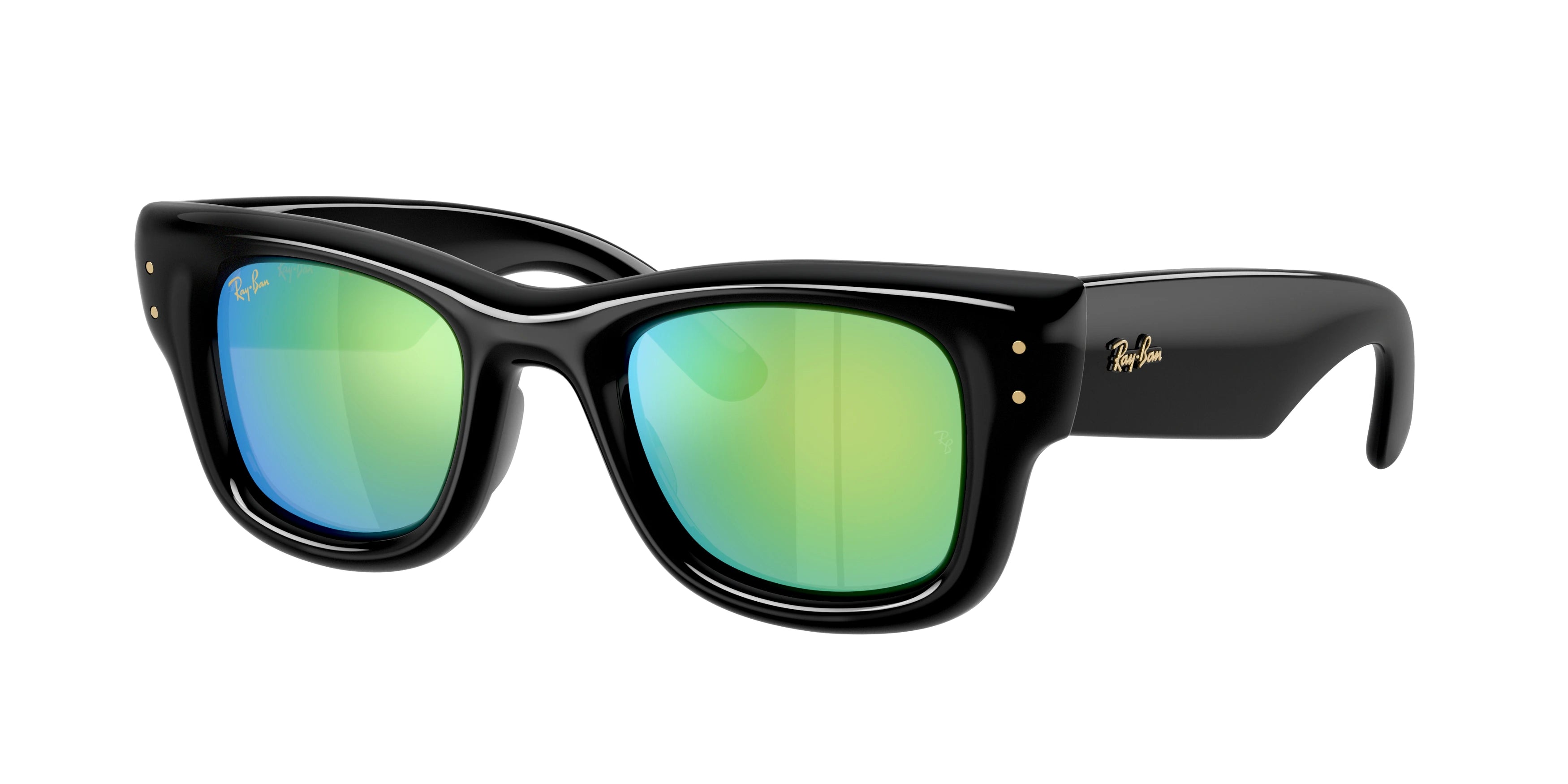 Ray-Ban Wayfarer Puffer RB4940 Sunglasses in Black with Green mirror green 632 lenses - original supplier photo