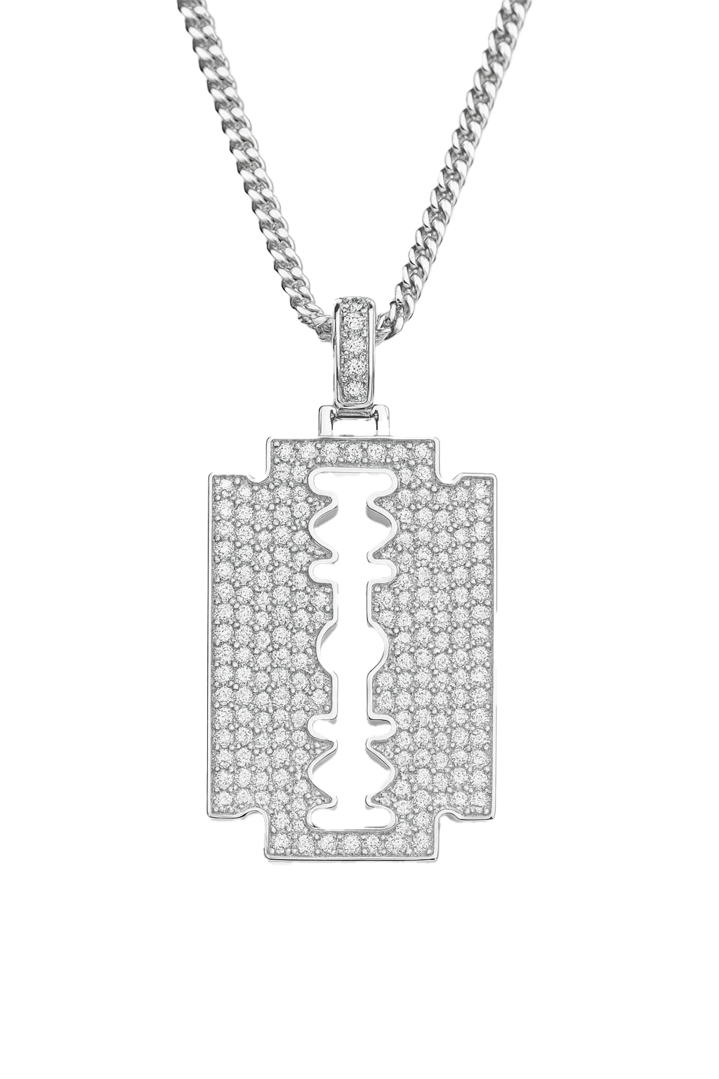 Silver Iced Out Razor Blade
