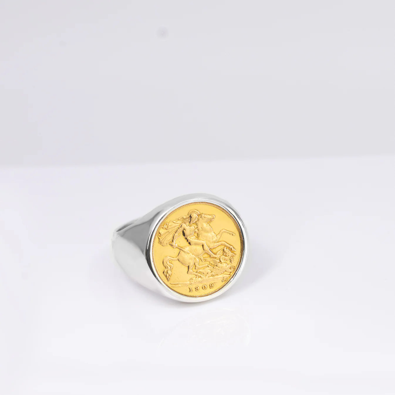 Half Sovereign Ring with Sterling Silver Frame