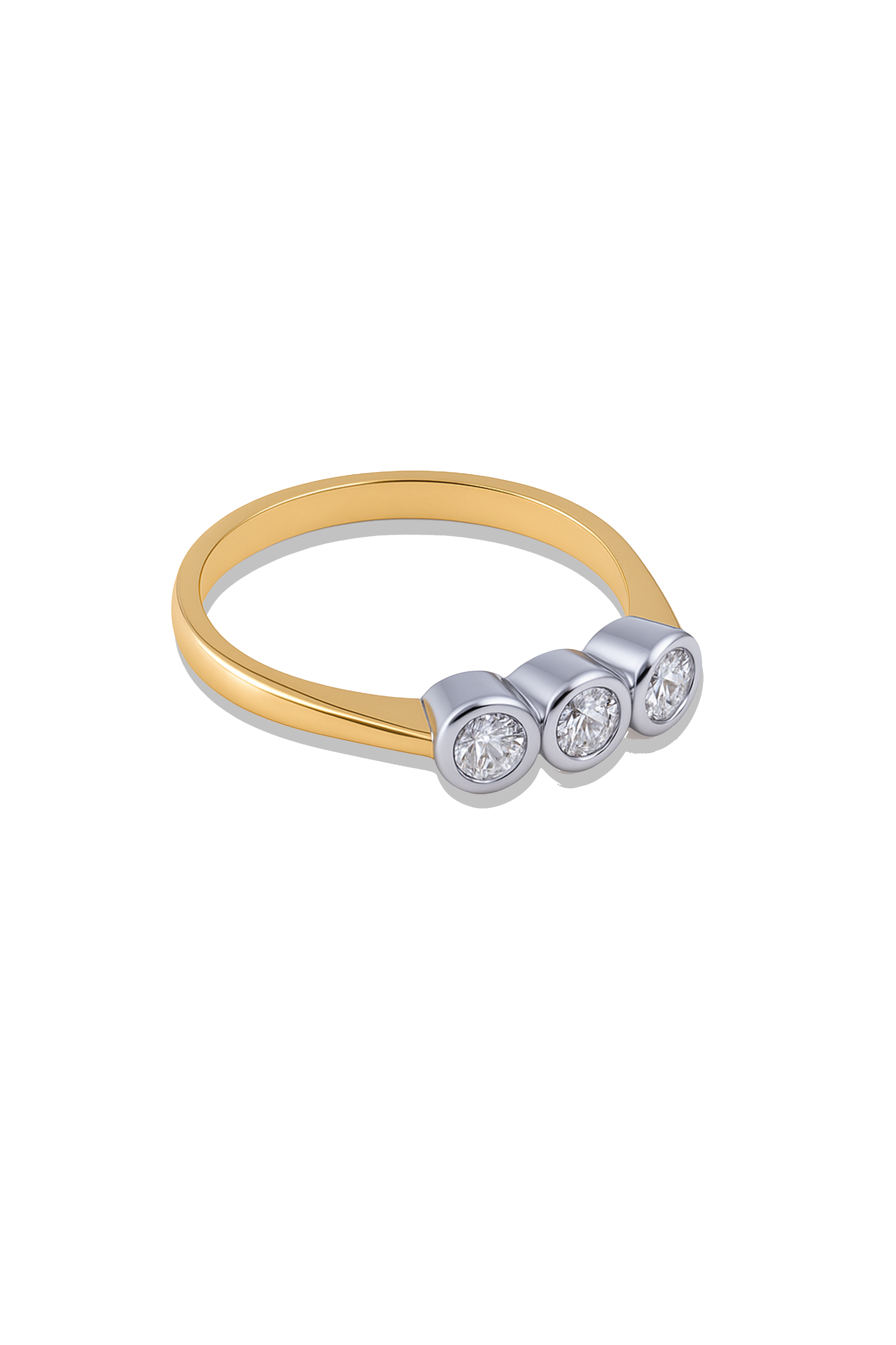 18ct Gold Three-Stone Bezel Diamond Band