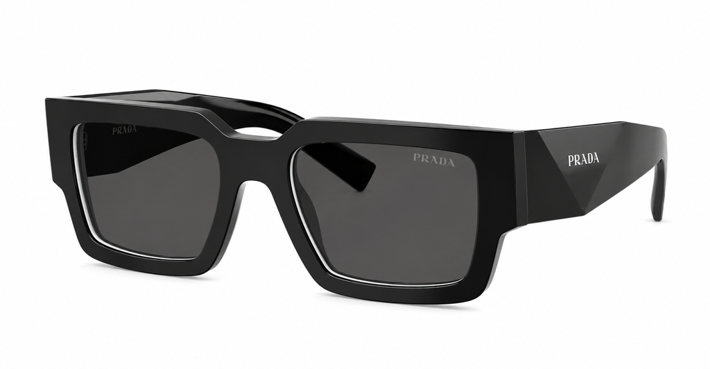 Prada PR B17S Black Rectangle Sunglasses