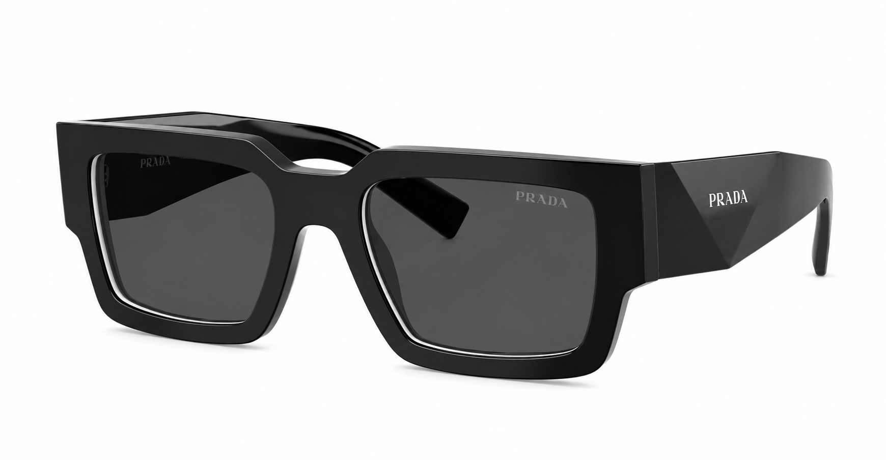 Prada PR B17S Black Rectangle Sunglasses