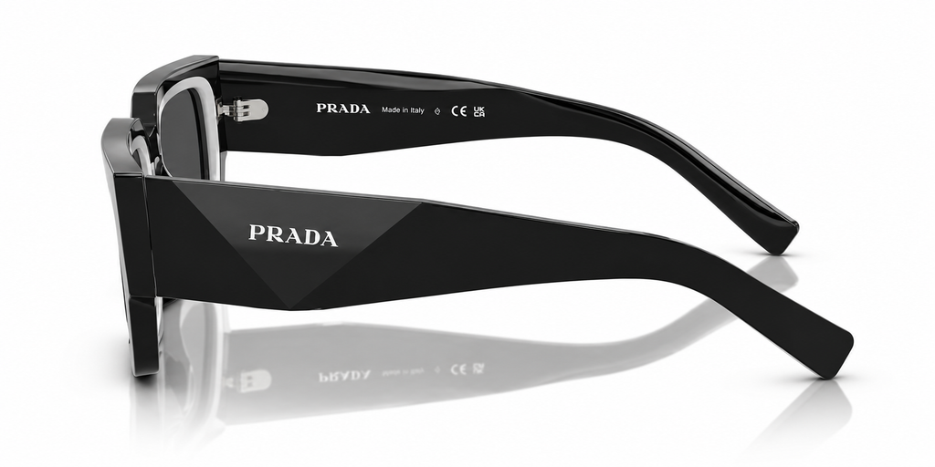 Prada PR B17S Black Rectangle Sunglasses
