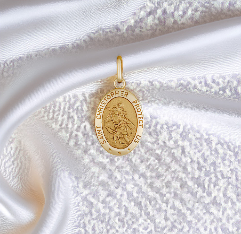 Saint Christopher 9ct Gold Pendant 16mm
