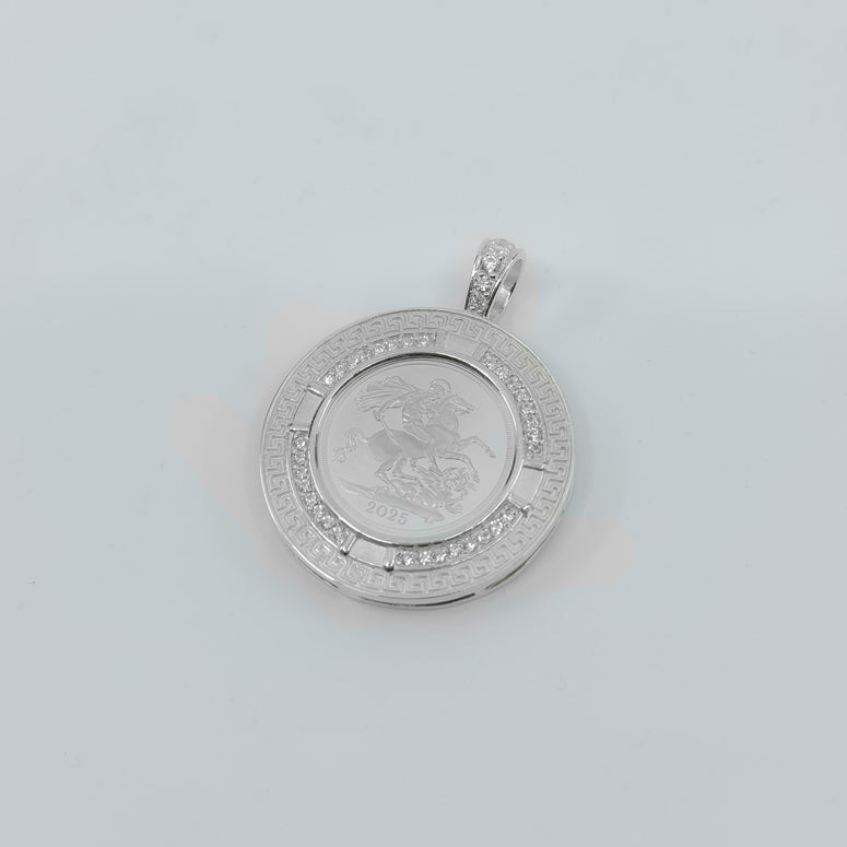 Full Sovereign Pendant With Greek Key Border