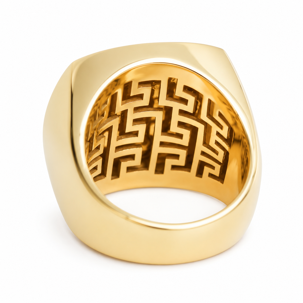 9ct Gold Soft Square Half Sovereign Diamond Ring
