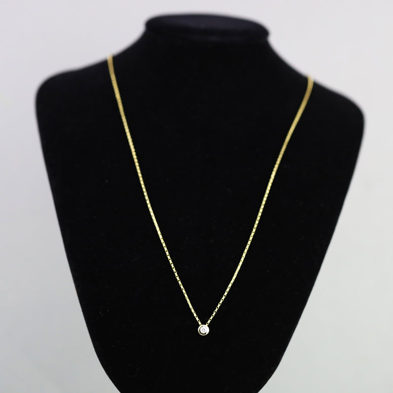 10ct Yellow Gold Solitaire Necklace 45cm