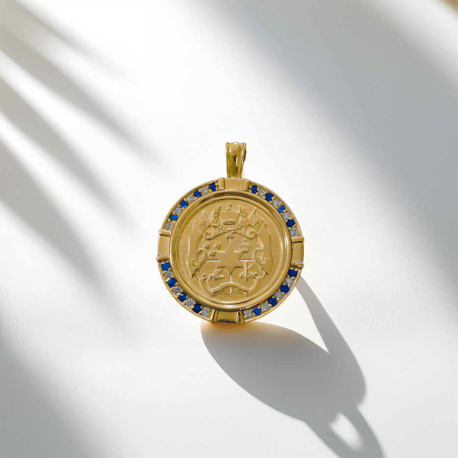 9ct Gold Diamond & Sapphire Tongan Pendant