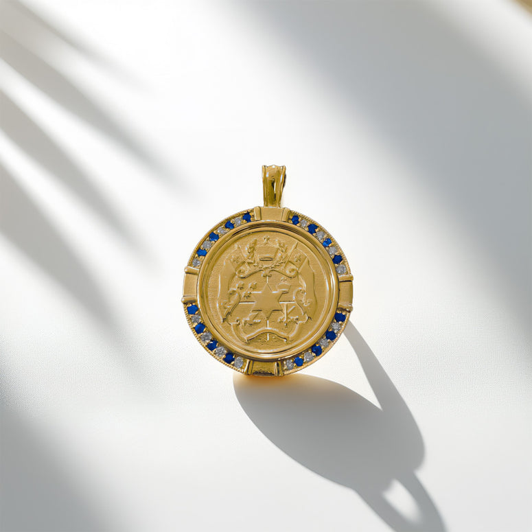 9ct Gold Diamond & Sapphire Tongan Pendant