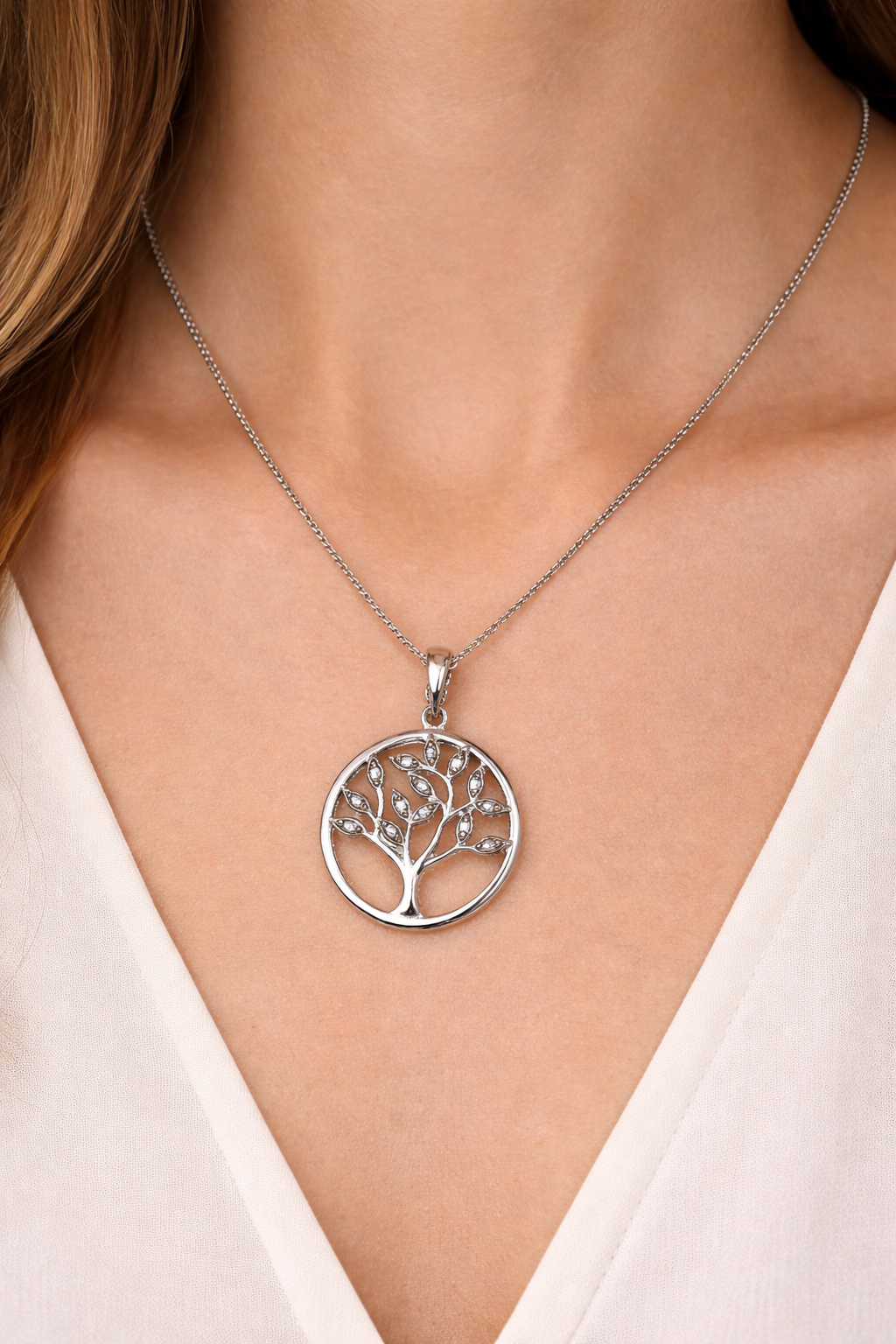 CZ Tree of Life Pendant Necklace