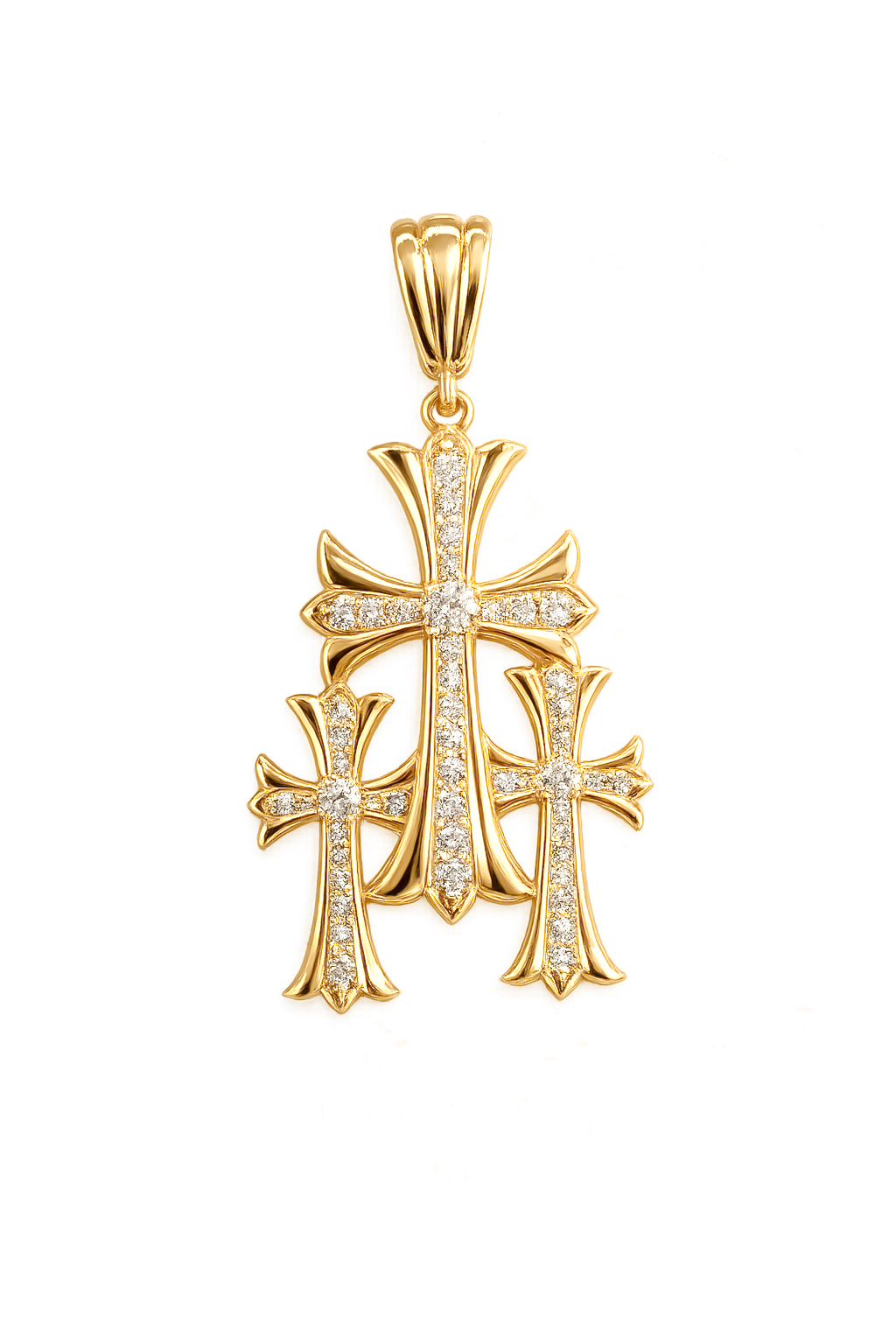 9ct Triple Cross With Diamonds