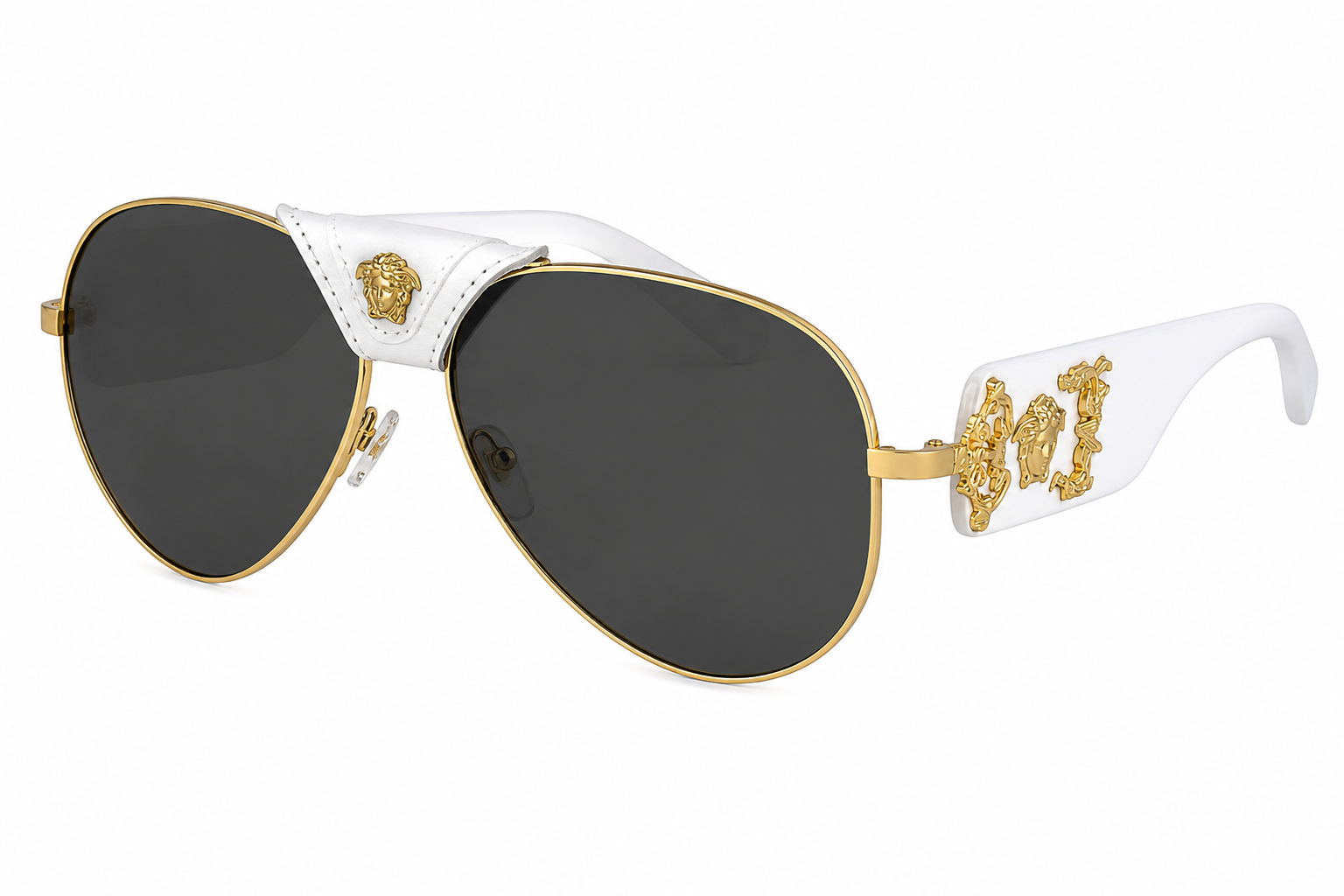 Versace MOD.2150-Q Gold & White Aviator Sunglasses