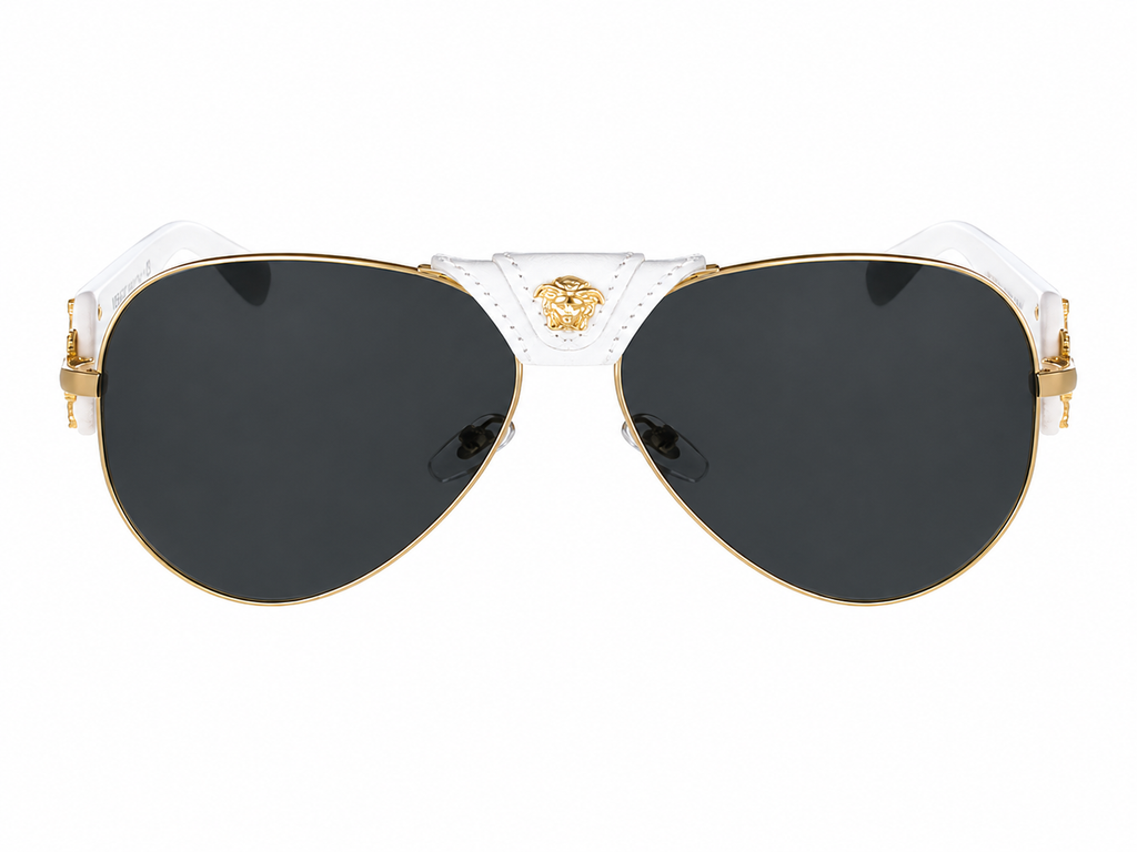 Versace MOD.2150-Q Gold & White Aviator Sunglasses