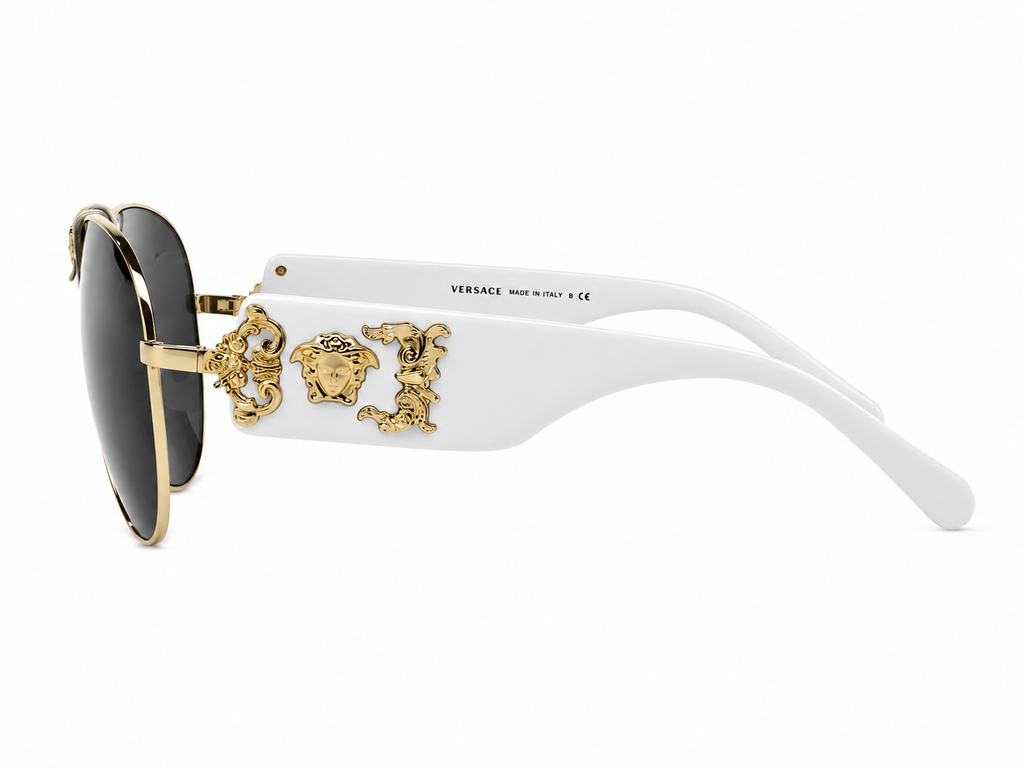 Versace MOD.2150-Q Gold & White Aviator Sunglasses