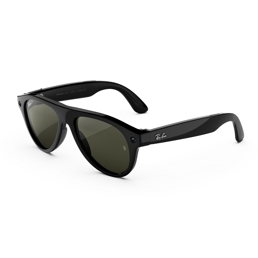 Ray-Ban Meta Gen 3 Aviator Shiny Black / Polarised Green official product image