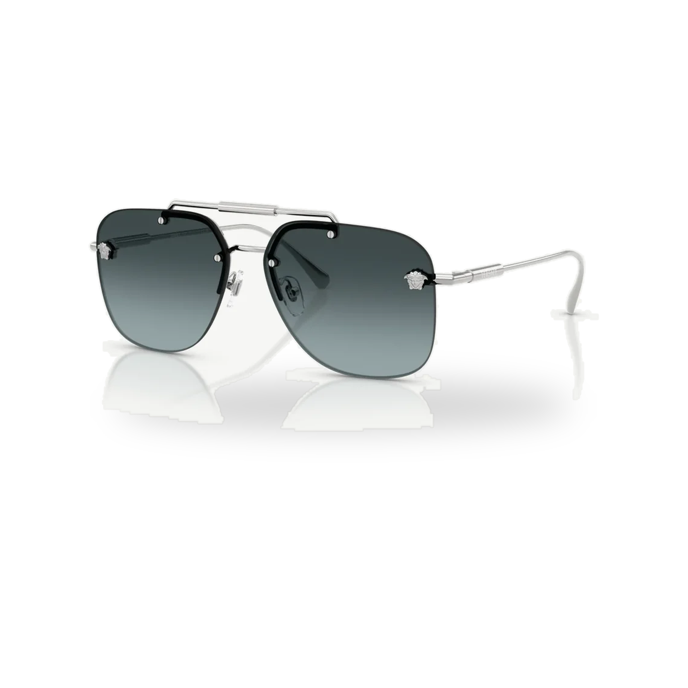 Versace 0VE2296 sunglasses in Silver with Blue gradient grey lenses - transparent product photo with soft shadow