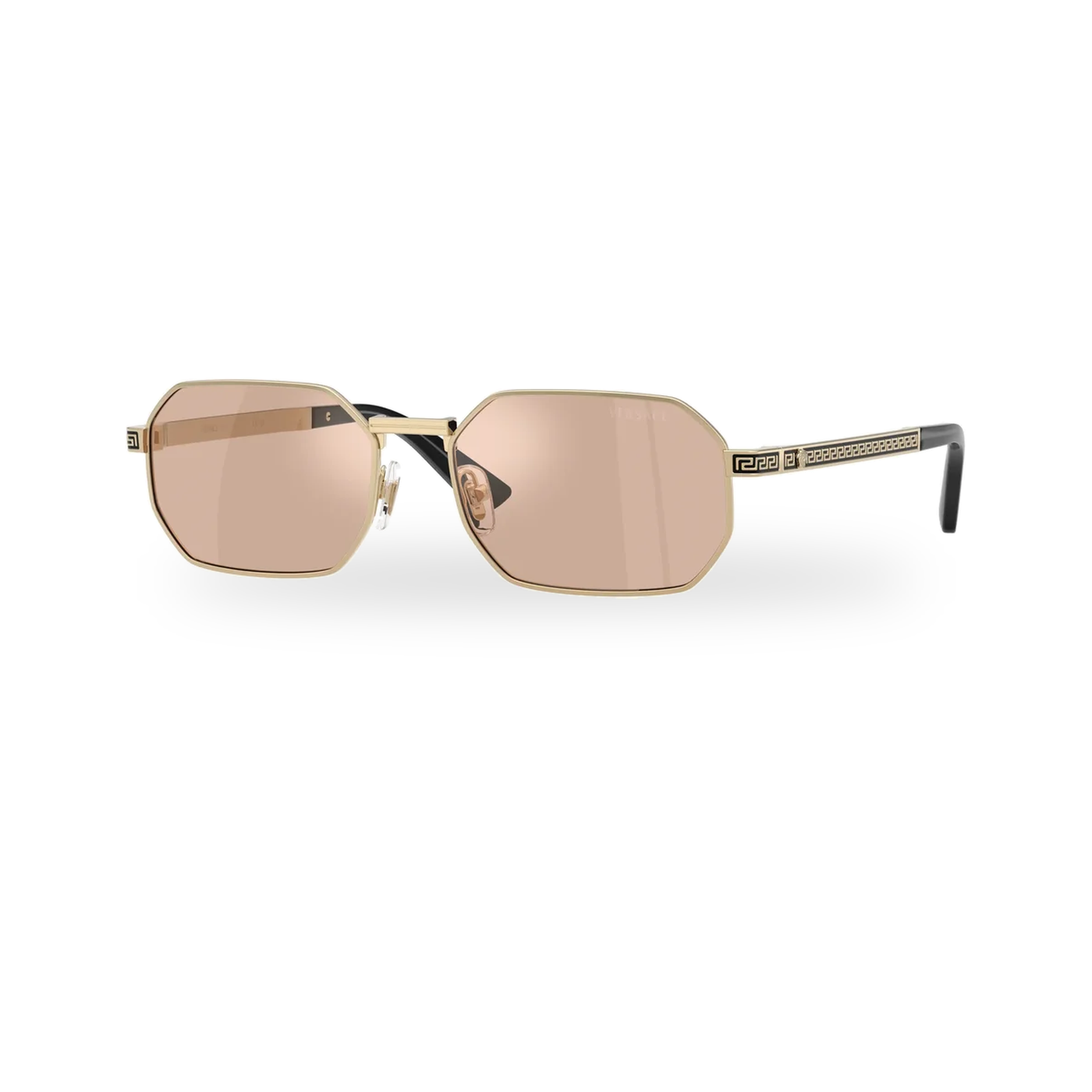 Versace 0VE2297 sunglasses in Pale gold with Light pink mirror silver lenses - transparent product photo with soft shadow