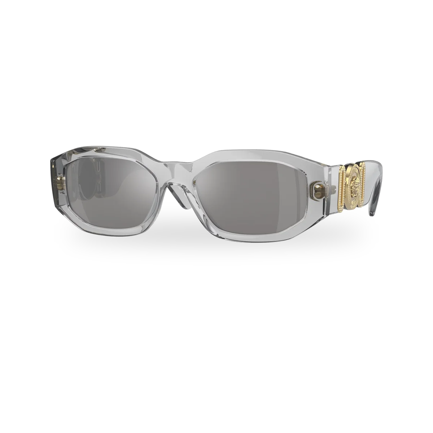 Versace 0VE4361 sunglasses in Transparent grey with Light grey mirror silver lenses - transparent product photo with soft shadow