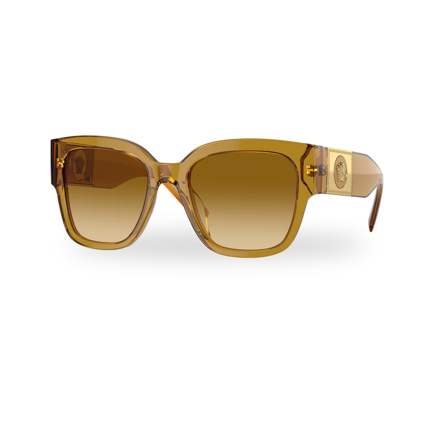 Versace 0VE4437U sunglasses in Transparent honey with Light yellow gradient ochre lenses - transparent product photo with soft shadow