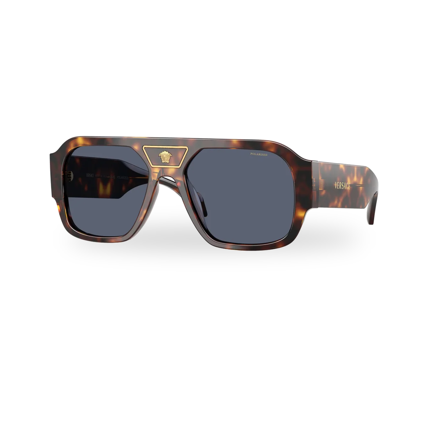 Versace 0VE4508U sunglasses in Havana with Dark blue polarized lenses - transparent product photo with soft shadow