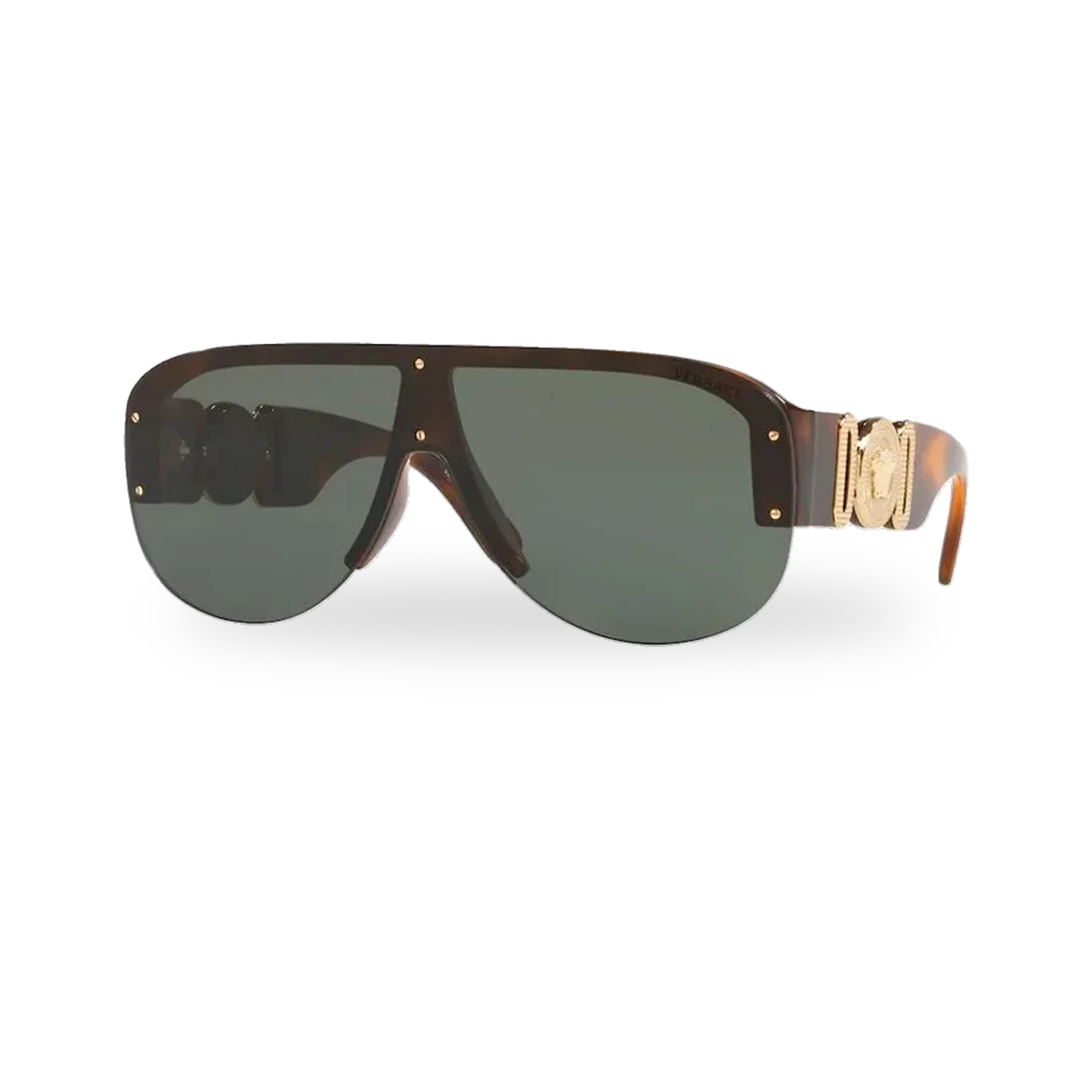 Versace Flat Frame Havana Oval Medusa Temple Sun Glasses - transparent product photo with soft shadow