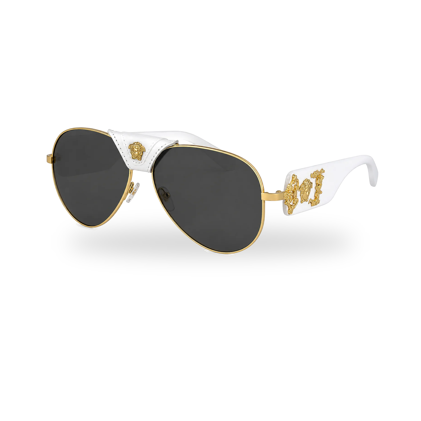Versace MOD.2150-Q Gold & White Aviator Sunglasses - transparent product photo with soft shadow