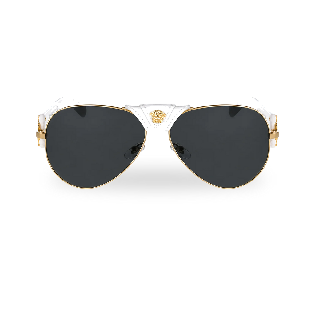 Versace MOD.2150-Q Gold & White Aviator Sunglasses - transparent product photo with soft shadow