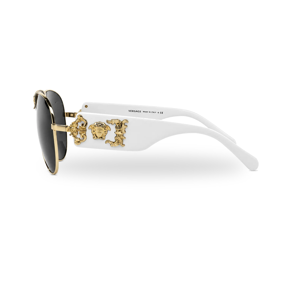 Versace MOD.2150-Q Gold & White Aviator Sunglasses - transparent product photo with soft shadow