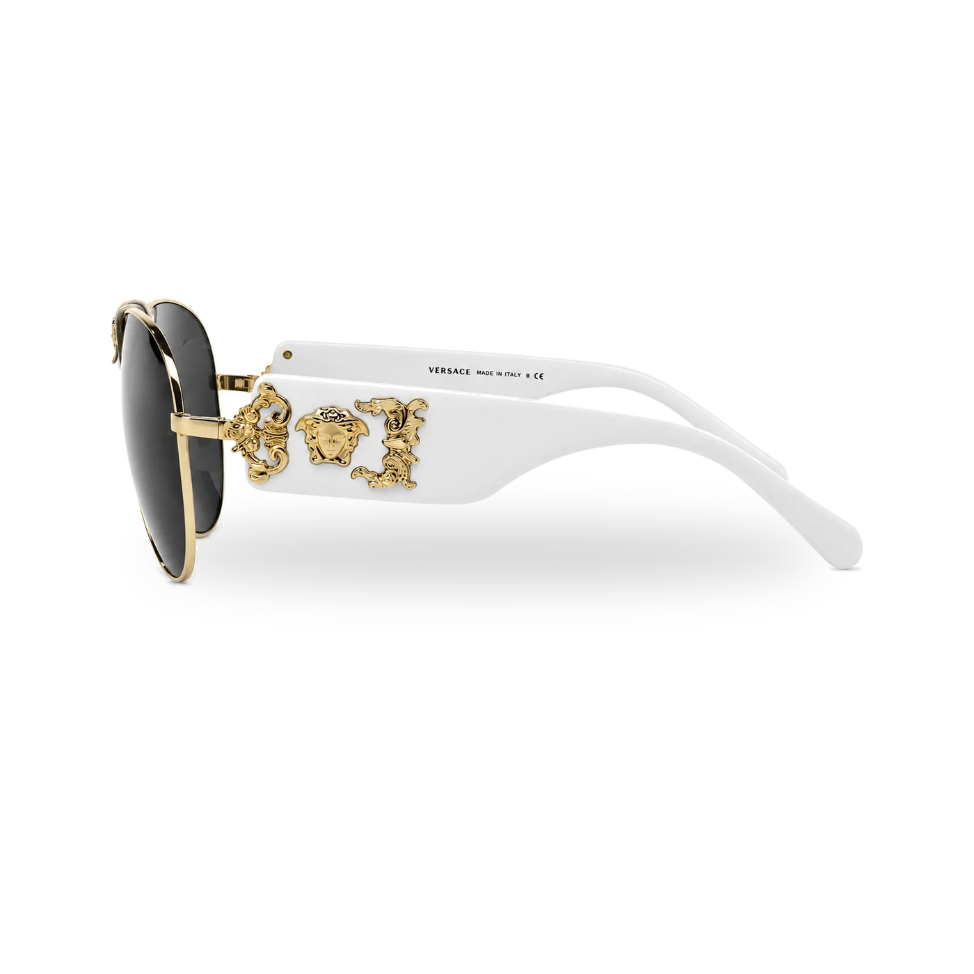 Versace MOD.2150-Q Gold & White Aviator Sunglasses - transparent product photo with soft shadow