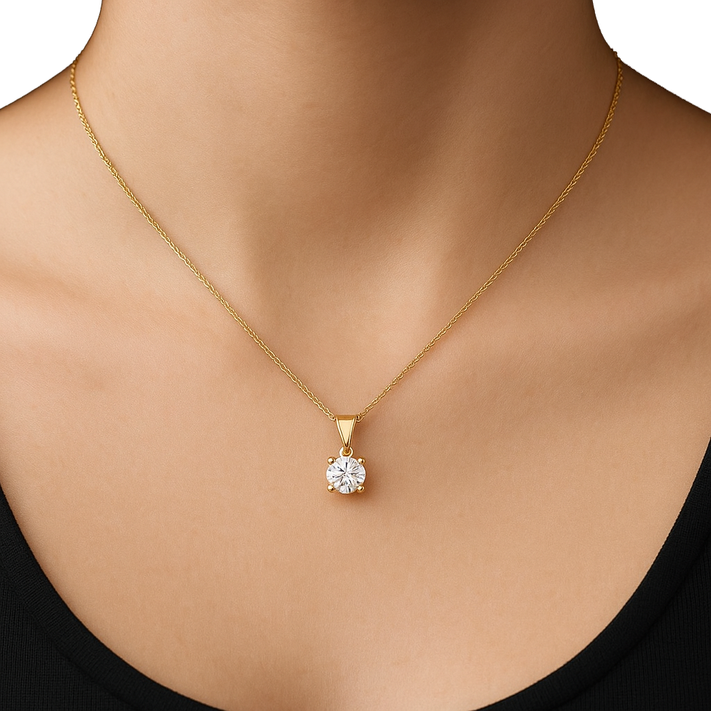 1ct Solitaire Pendant plus 9ct Gold Chain