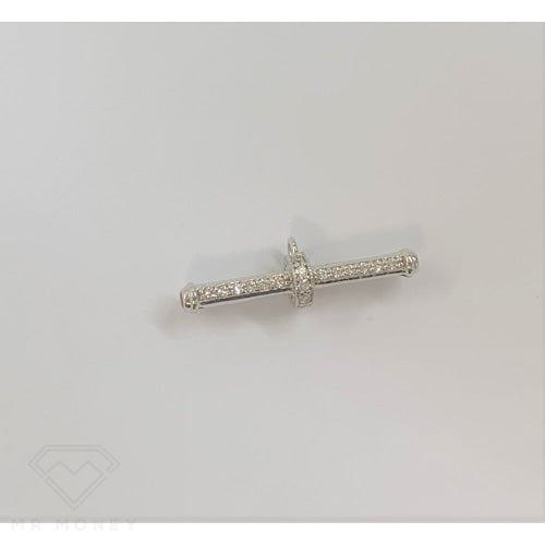 9Ct White Gold Cz T-Bar Pendant