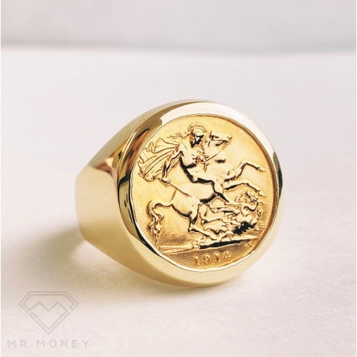 9Ct Gold Plain Full Sovereign Ring Rings