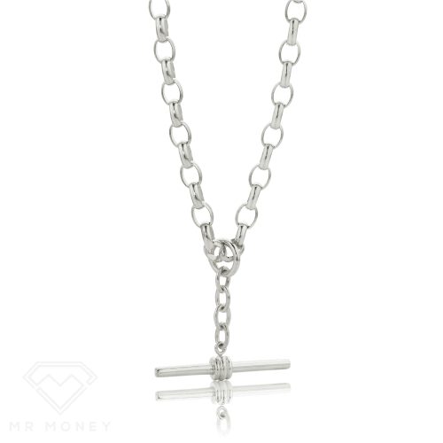 Sterling Silver Belcher Oval Necklace B03 45Cm T Bar Necklaces