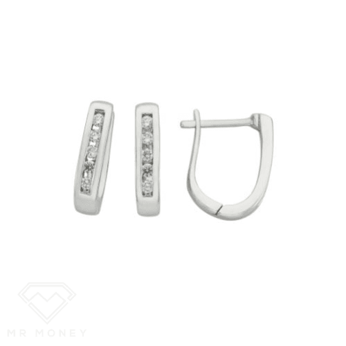 9Ct White Gold Diamond Huggie Earrings