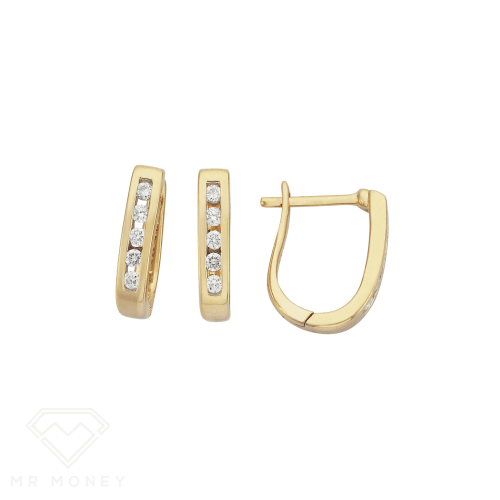 9Ct Yellow Gold Diamond Huggie Earrings
