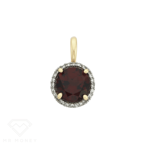 9Ct Garnet Diamond Cluster Pendant Pendant