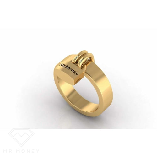 Mr Money Padlock Plain 9Ct Rose Gold Ring Rings