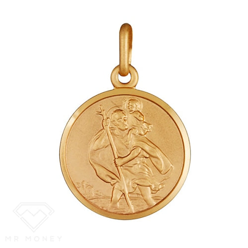 Saint Christopher 9Ct Gold 22Mm Round Pendant Charms & Pendants
