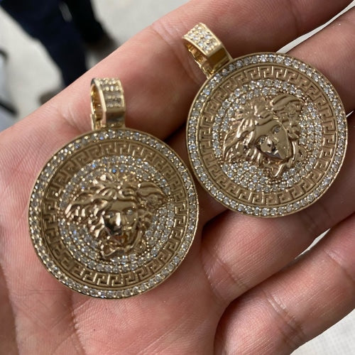 9Ct Gold Full Diamond Medusa Pendant Charms & Pendants