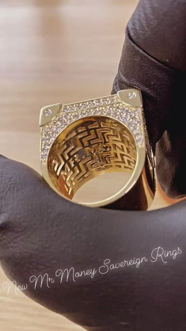 Limited Edition 9ct Gold Diamond Half Sovereign Boss Ring 1/20