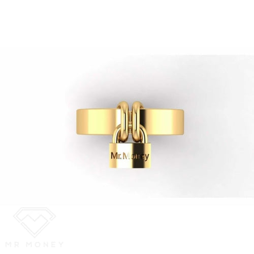 Mr Money Padlock Plain 9Ct Rose Gold Ring Rings