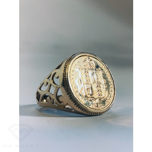 9Ct Half Sovereign Old Shield Ring (Rare) Rings