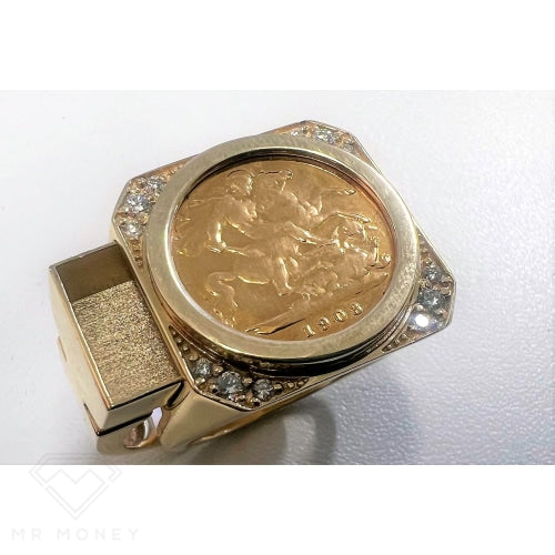 007 Half Sovereign Gold Diamond Ring Rings