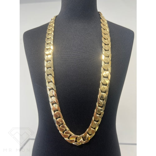 9Ct Big Boss Cuban Link Gold Chain + Matching Bracelet Necklaces