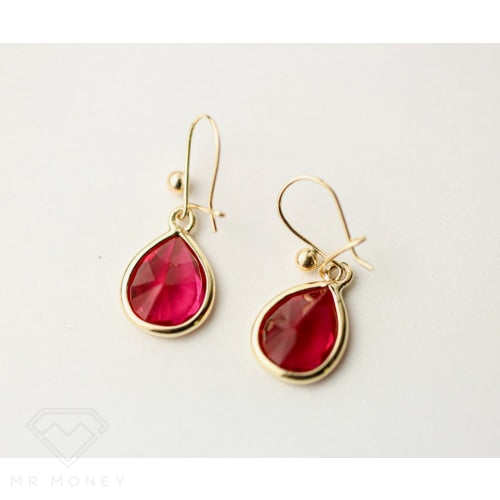 9Ct Gold Synthetic Ruby Earrings 1/1