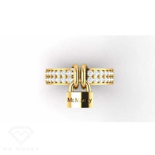 Mr Money Padlock 9Ct Yellow Gold Diamond Ring Rings