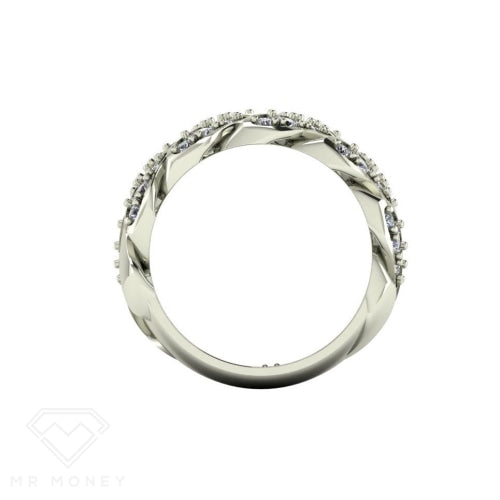 Cuban Link 9Ct White Gold & Diamond Ring