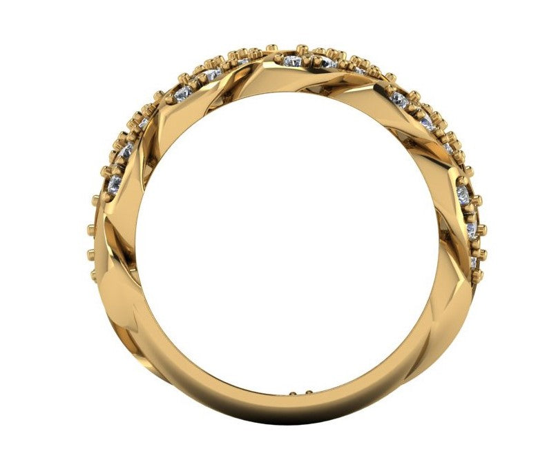 Cuban Link 9ct Yellow Gold & Diamond Ring