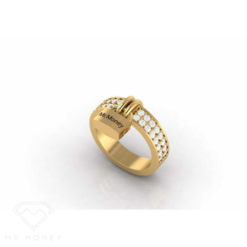 Mr Money Padlock 9Ct Yellow Gold Diamond Ring Rings