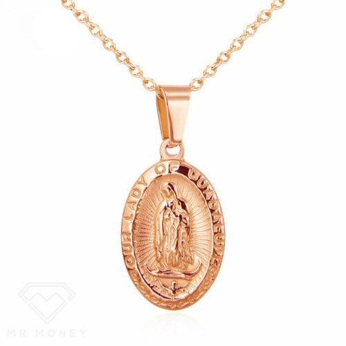 Lady Of Guadalupe Medalion 9Ct Rose Gold Pendant 19Mm Pendant